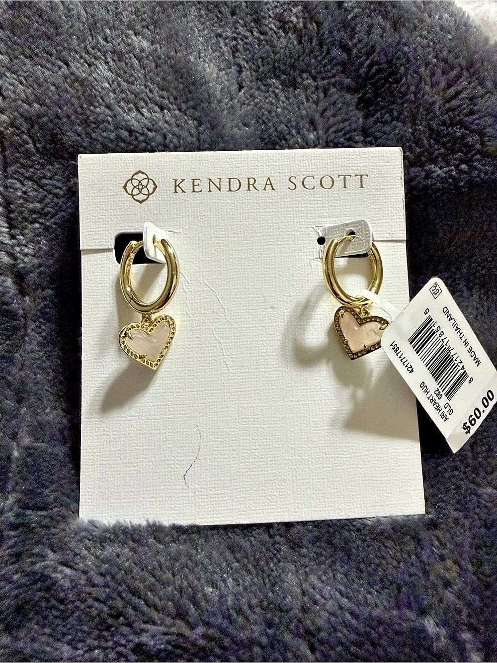 Kendra Scott Ari Heart Huggie Earrings Gold & Pink